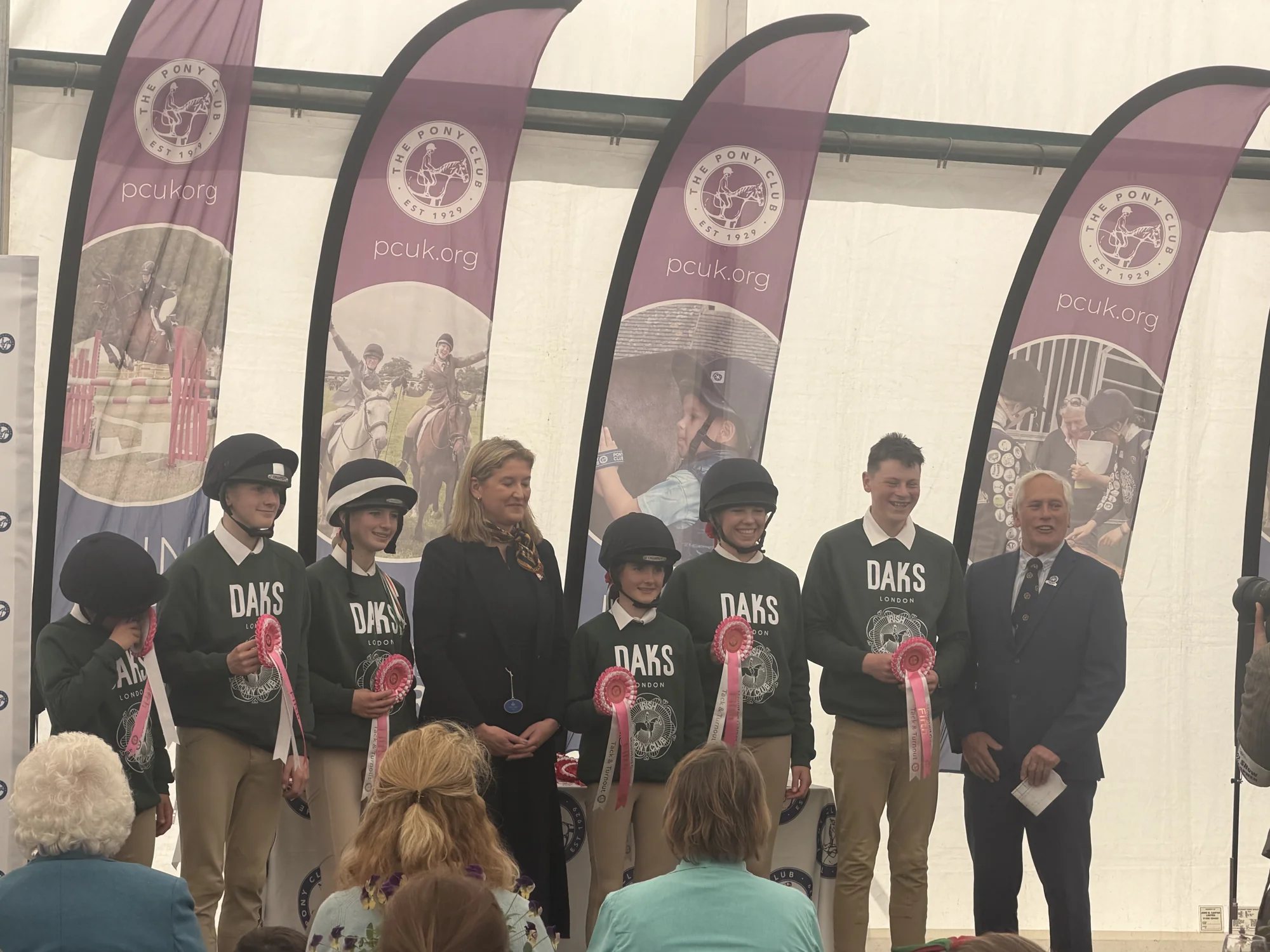 Mikey with his palomino pony and family at the Royal Windsor Horse Show.