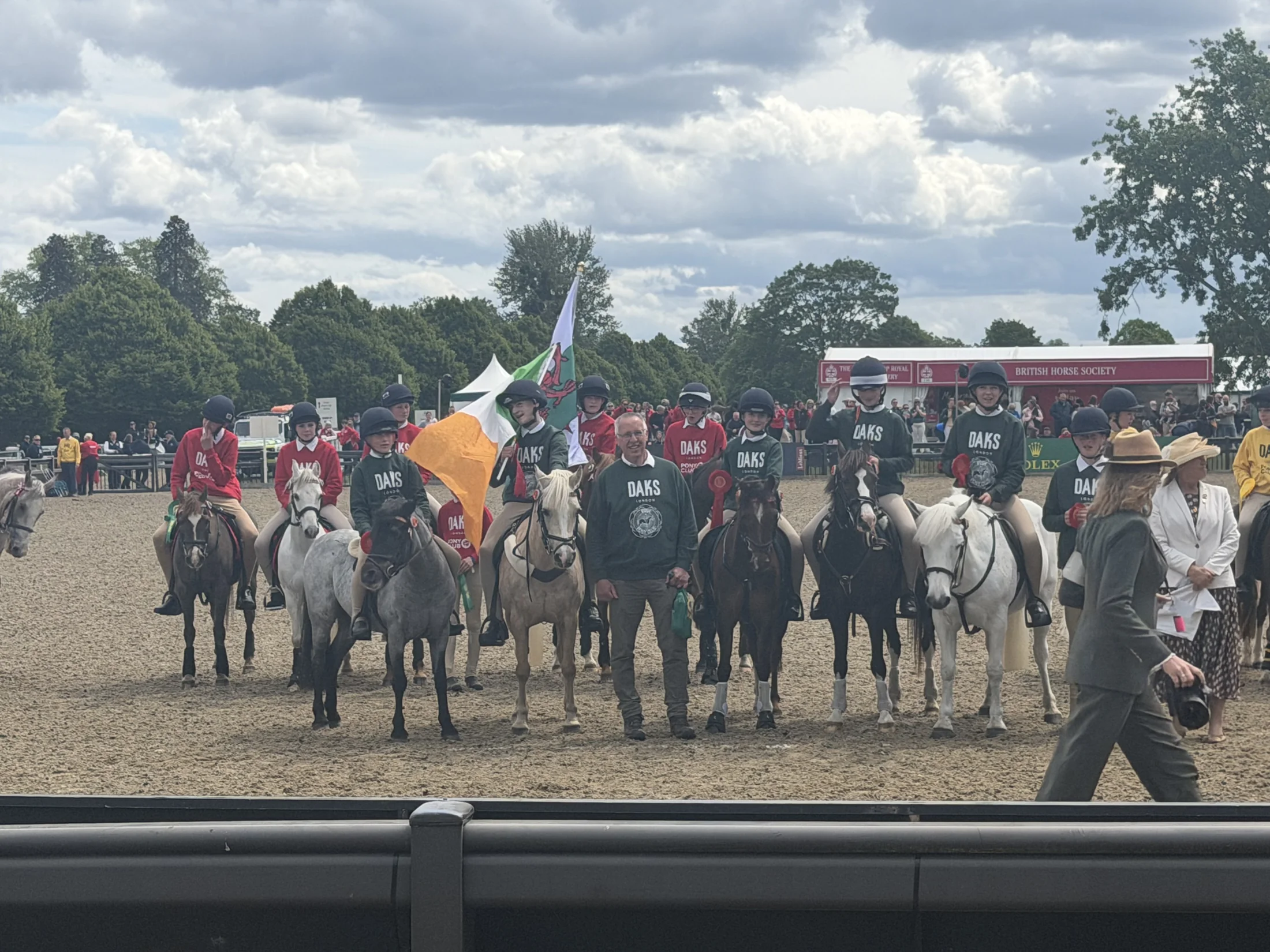 The team mounted up at Royal Windsor with the Irish flag.